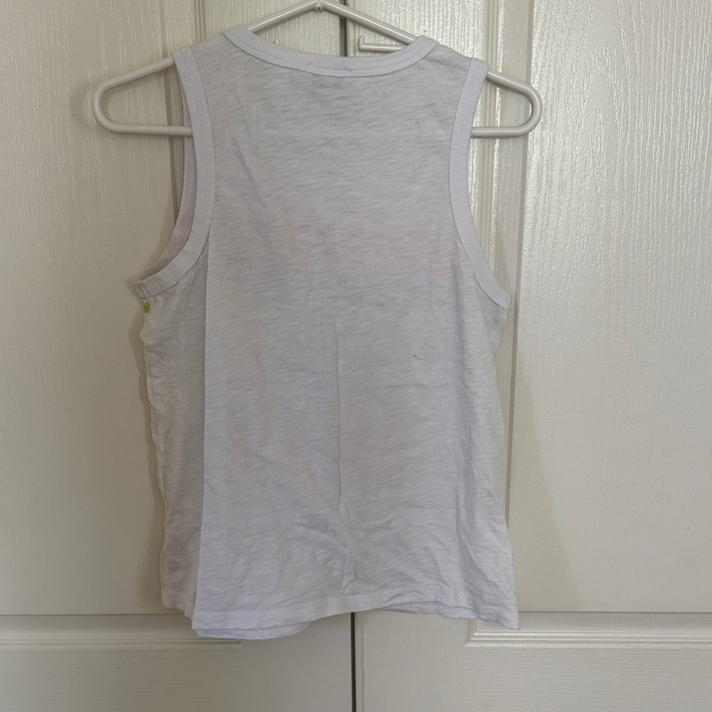 Evereve White Tank Top with Orange, Yellow, Green and Blue Stripes - Picture 3 of 3